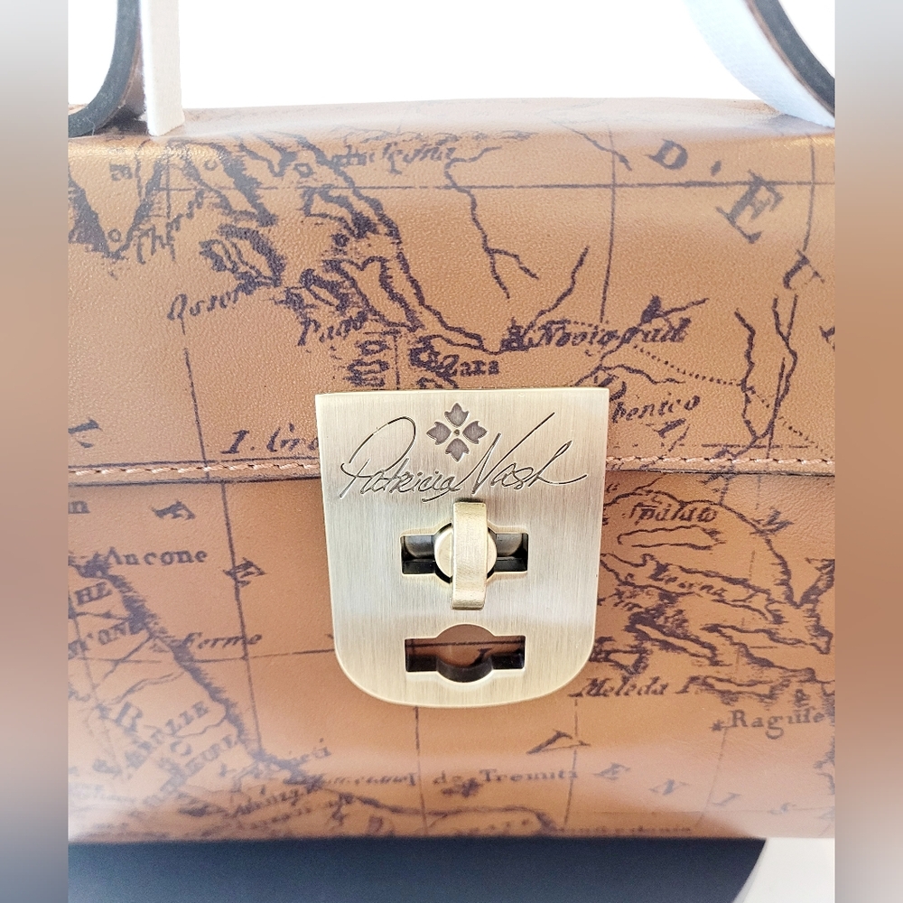 Patricia Nash Signature Map Carisbrooke Riot Rust Satchel - Picture 7 of 7